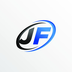 Initial Letters JF Logo with Circle Swoosh Element