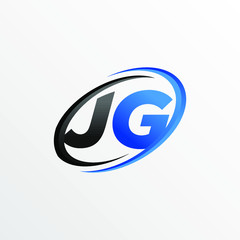 Initial Letters JG Logo with Circle Swoosh Element