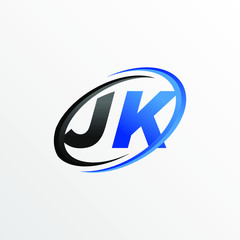 Initial Letters JK Logo with Circle Swoosh Element