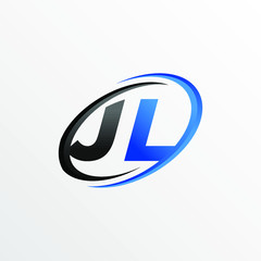 Initial Letters JL Logo with Circle Swoosh Element