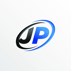 Initial Letters JP Logo with Circle Swoosh Element