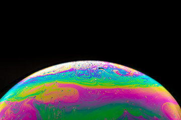 colorful soap Bubble Ball with black background	