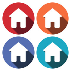 Flat long shadow icon of home