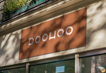 Wall Mounted Storefront Sign Mockup