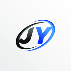 Initial Letters JY Logo with Circle Swoosh Element