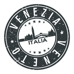 Venice Italy Europe Stamp. Logo Icon Symbol Design Skyline City Vector.