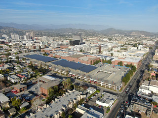Aerial view of downtown Glendale, city in Los Angeles County, California. USA