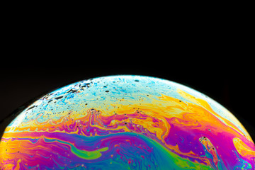 colorful soap Bubble Ball with black background	