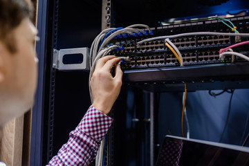 Close up hand of a technician