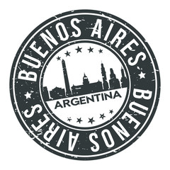 Buenos Aires Argentina America Stamp. Logo Icon Symbol Design Skyline City Vector.