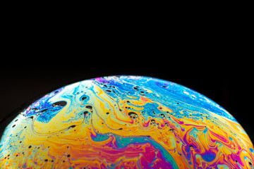 colorful soap Bubble Ball with black background