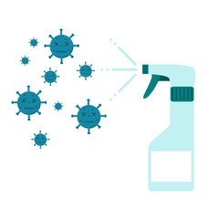 virus being killed by alcohol spray, disinfectant solution