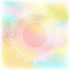 Blurred pastel background with decorative pattern in ethnic oriental style on for greeting card, invitation or announcement