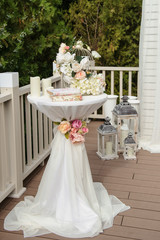 Nice decorated table with books