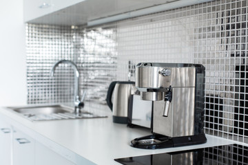 Stylish chrome kitchen interior a a a