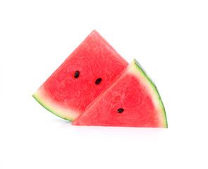 Sliced of watermelon isolated on white background.watermelon is hing vitamin A and low calories.
