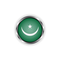 Abstract button with stylish metallic frame. Mauritania flag vector illustration