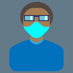 Man in white medical face mask.  Coronavirus in China. Quarantine illustration. Protection and healthcare
