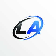 Initial Letters LA Logo with Circle Swoosh Element