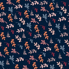 Seamless pattern with simple leaves. Plant