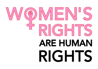 Women's rights are human rights, vector poster with female sign - 328551743