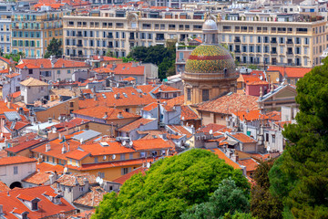 Obraz premium Nice. Aerial view of the old city on a sunny day.