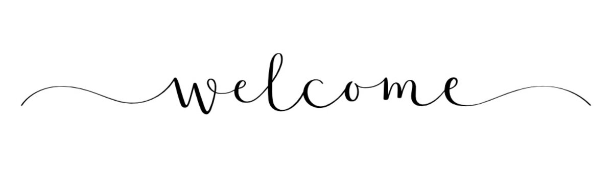 WELLCOME black vector brush calligraphy banner with swashes