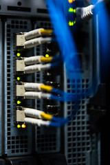 fiber optic cables pluged in the switch