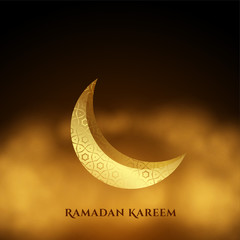 Obraz na płótnie Canvas ramadan kareem golden moon woth clouds background