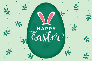 happy easter festival card with rabbit ears