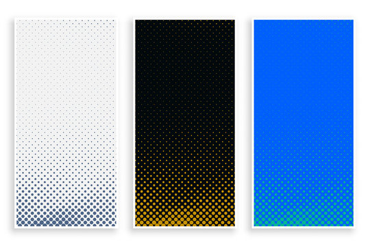 abstract halftone banners in three colors design