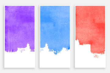 abstract watercolor brush stain banners set design
