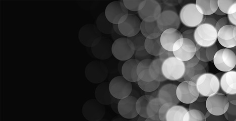 abstract black banner with white bokeh lights
