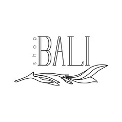 Elegant logo for flower or clothing shop. Logo with the inscription Bali and a branch of a plant.