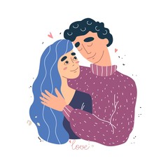 Lovers man and woman hug. Happy family concept.