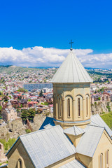 St. Nicholas church located inside famous Narikala fortress, Tbilisi, Georgia, with Holy Trinity...