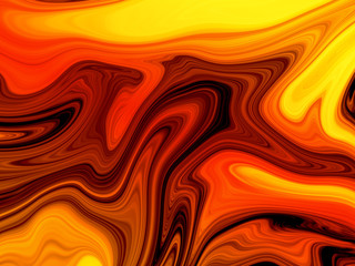 Marble ink colorful. Orange marble pattern of the blend of curves. Abstract pattern.