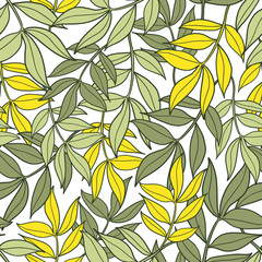 Fototapeta na wymiar Cute floral seamless pattern. Vector background with flowers and leaves.