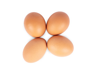 Chicken eggs on a white background.