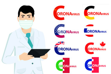 illustration of people in mask against coronavirus, viruses and infection