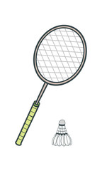 Badminton racket and shuttlecock. Badminton equipment. Illustration on a white background.