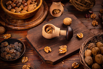 Freshly cracked walnut