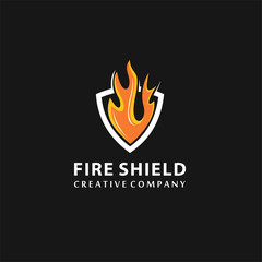 Shield Fire Logo Design Element, security logo ,vector, logo design inspiration