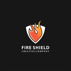 Shield Fire Logo Design Element, security logo ,vector, logo design inspiration
