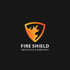 Shield Fire Logo Design Element, security logo ,vector, logo design inspiration