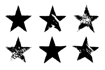Fotobehang Set of grunge black star imprints © Skutiherra