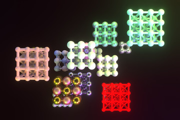 Inter-locked sphere, molecule style for design texture, background. 3D render.