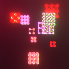 Decorative, illustrations, molecule style inter-locked sphere, for design texture background. 3D render.