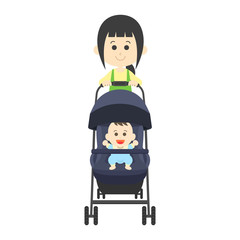 ベビーカーを押すお母さん