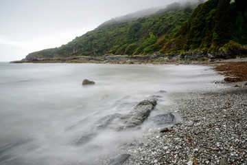 English Channel rolls into Portlander Bay,  near West Looe, Cornwall,UK